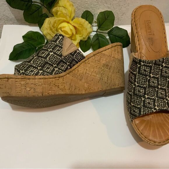 BORN Women's Brown Leather Wedge Summer Sandals size 11/43 - Picture 7 of 9